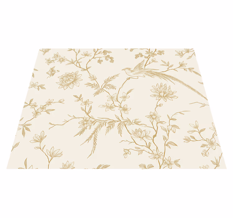 Alfombra vinílica dormitorio patrón floral elegante - TenVinilo