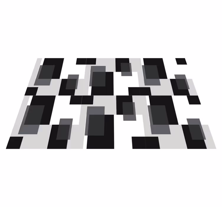 Alfombra de vinilo geométrica bloques en blanco y negro - TenVinilo