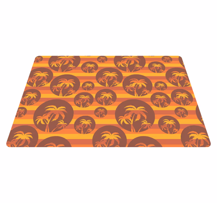 Alfombra de vinilo geométrica atardecer y palmeras - TenVinilo