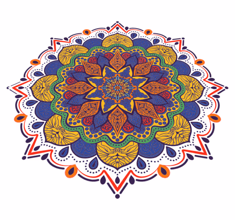Alfombra de vinilo geométrica mandala de flores coloridas - TenVinilo
