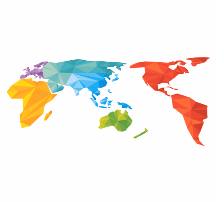 Alfombra de vinilo geométrica mapa mundial colores - TenVinilo