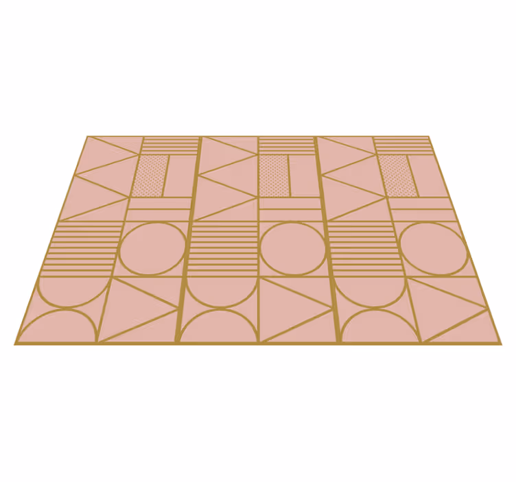 Alfombra de vinilo geométrica bloque dorado y rosa - TenVinilo