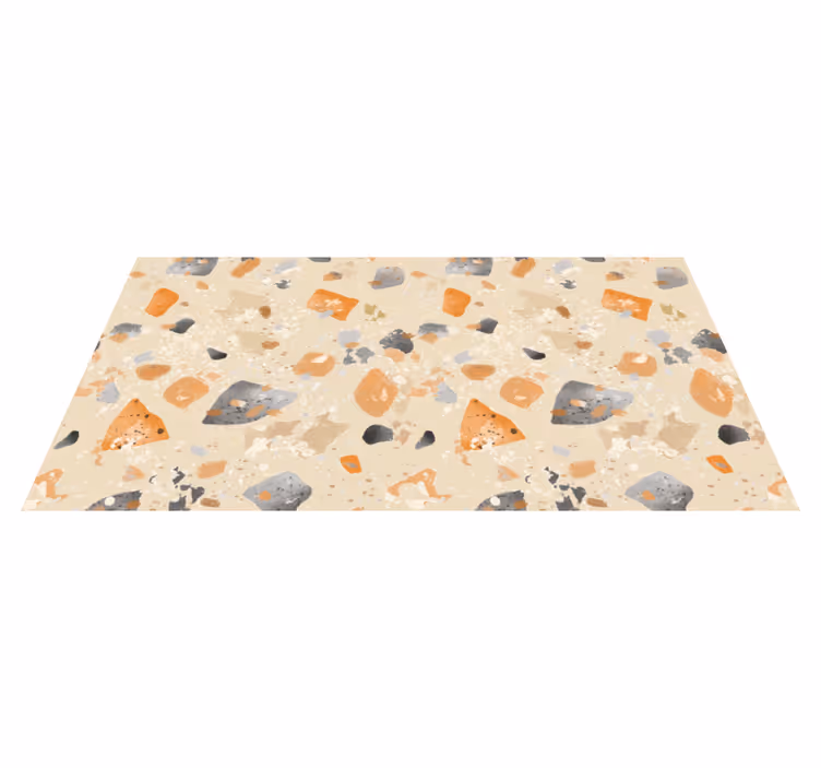 Alfombra de vinilo geométrica patrón terrazo monocromático - TenVinilo