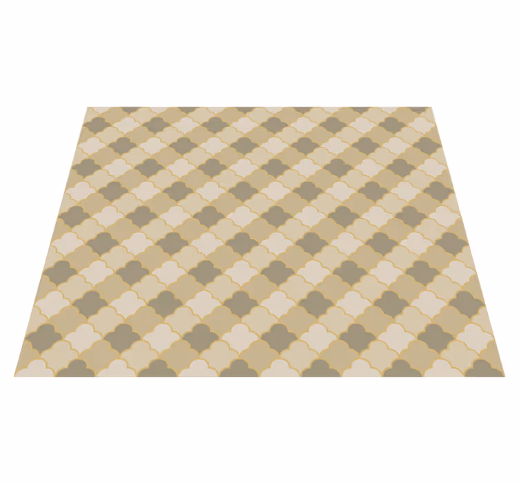 Alfombra de vinilo geométrica patrón art déco beige - TenVinilo