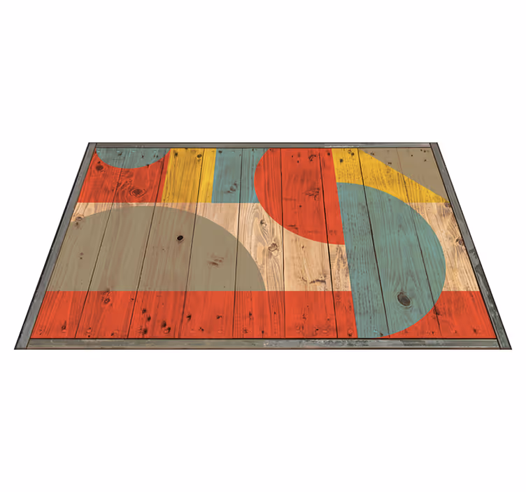 Alfombra de vinilo geométrica geometría con madera - TenVinilo