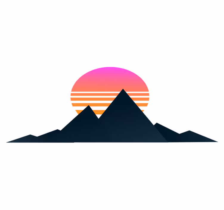 Alfombra de vinilo geométrica atardecer en la montaña - TenVinilo