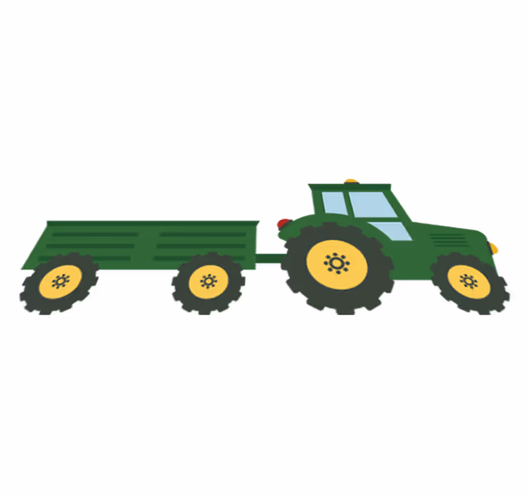 Alfombra de vinilo infantil tractor y vagón verde - TenVinilo