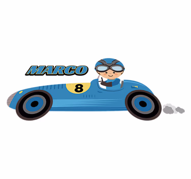 Alfombra de vinilo infantil coche de f1 con nombre - TenVinilo