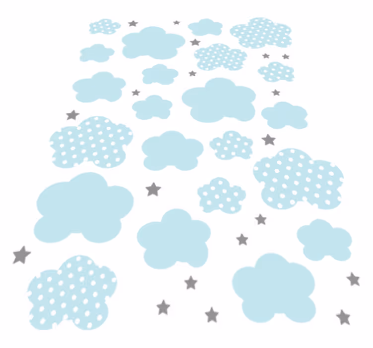 Alfombra de vinilo infantil nubes azules y estrellas grises - TenVinilo