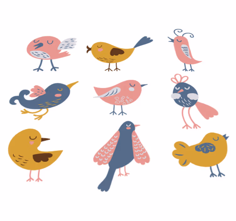 Alfombra de vinilo infantil sticker pegatina nueve pájaros - TenVinilo