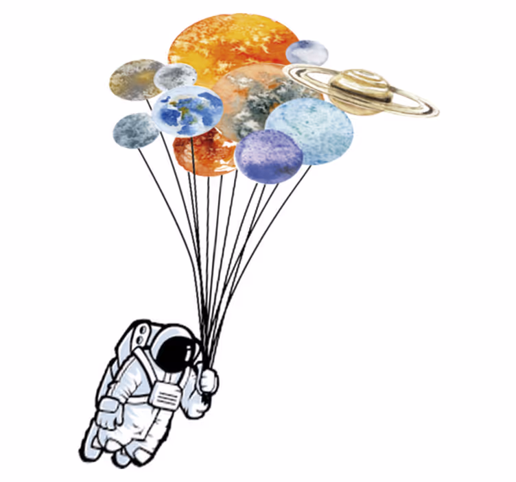 Alfombra de vinilo infantil astronauta con globos coloridos - TenVinilo