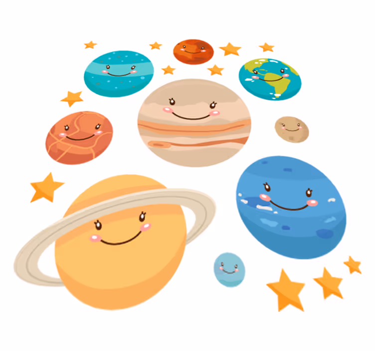 Alfombra de vinilo infantil sticker planetas sistema solar - TenVinilo