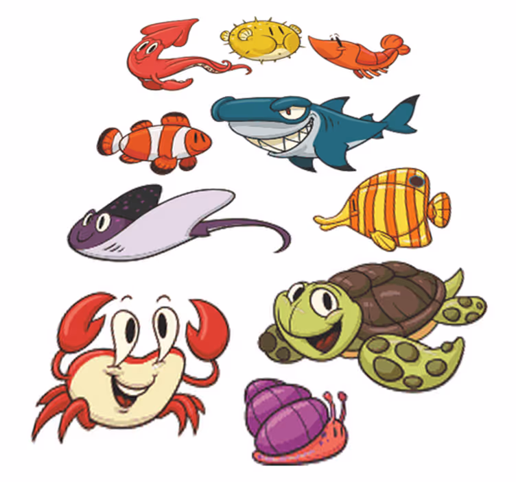 Alfombra de vinilo infantil pack de peces coloridos - TenVinilo