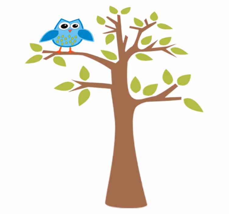 Alfombra de vinilo infantil Árbol con búho azul - TenVinilo