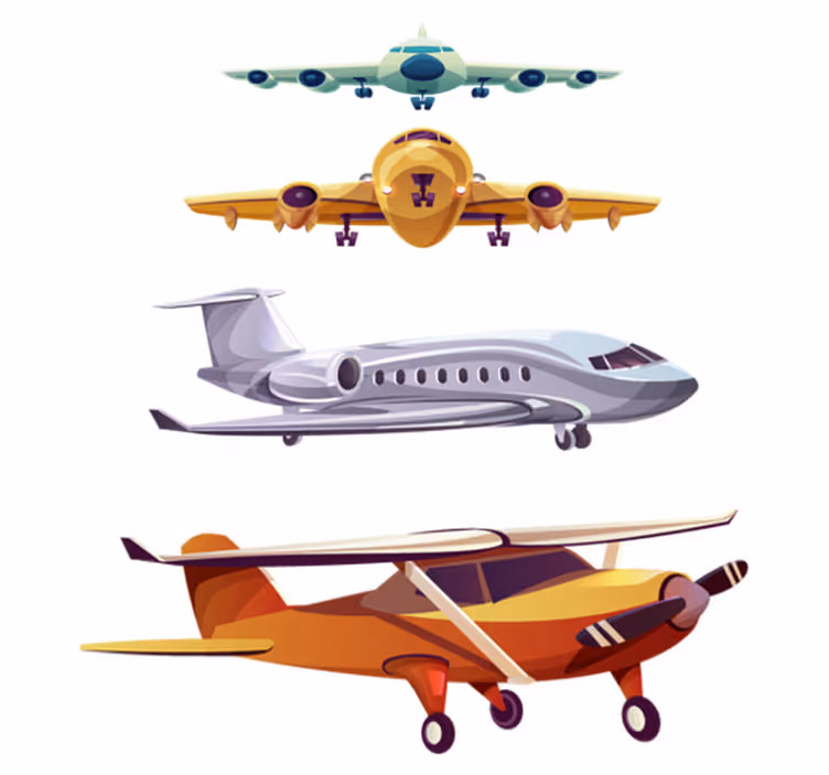 Alfombra de vinilo infantil pack de aviones frontal - TenVinilo