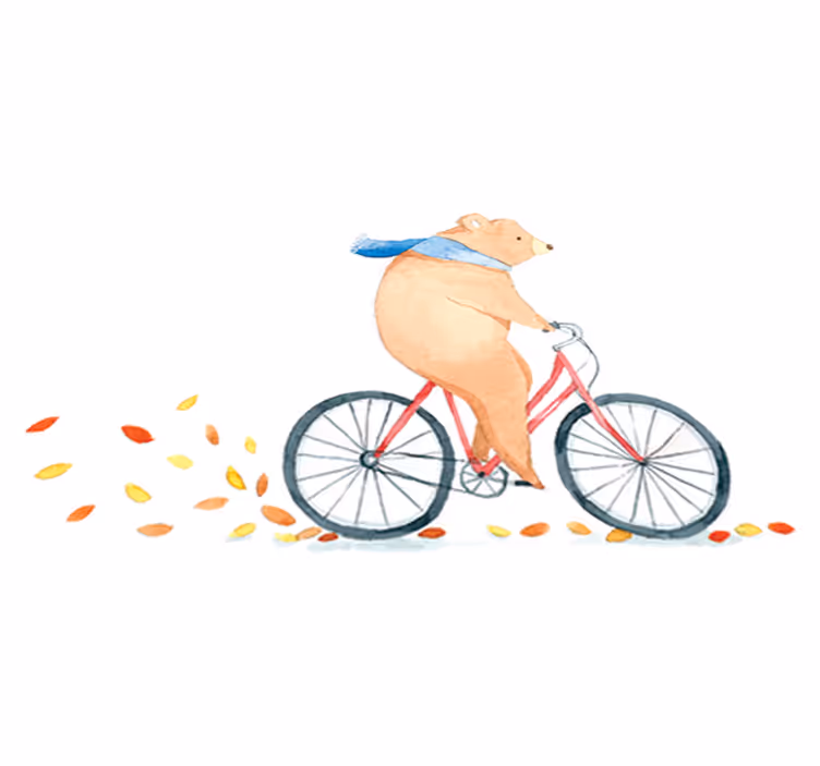 Alfombra de vinilo infantil oso en bicicleta - TenVinilo