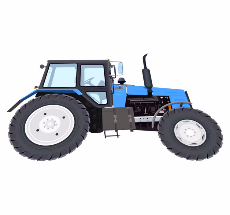 Alfombra de vinilo infantil tractor azul moderno - TenVinilo