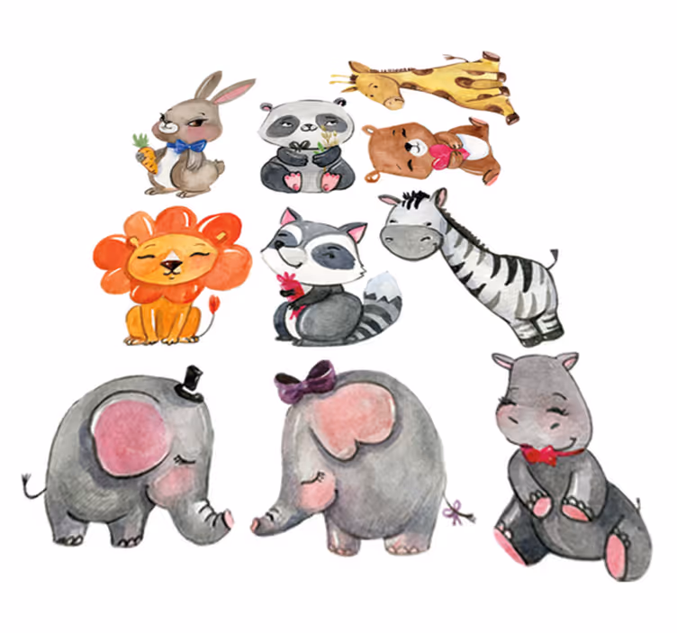 Alfombra de vinilo infantil y pegatinas de animales - TenVinilo