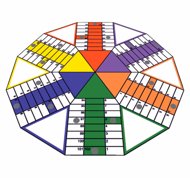 Alfombra de vinilo infantil tablero parchís geométrico - TenVinilo