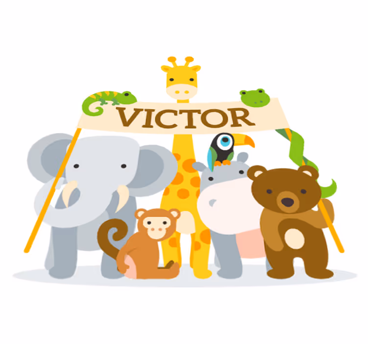 Alfombra de vinilo infantil animales acogedores con nombre - TenVinilo