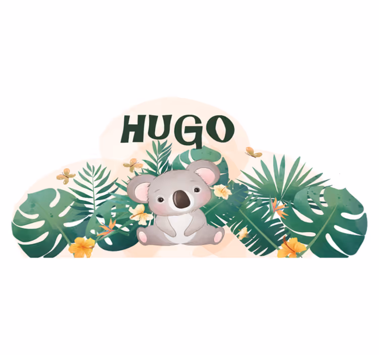 Alfombra de vinilo infantil koala lindo para niño con nombre - TenVinilo