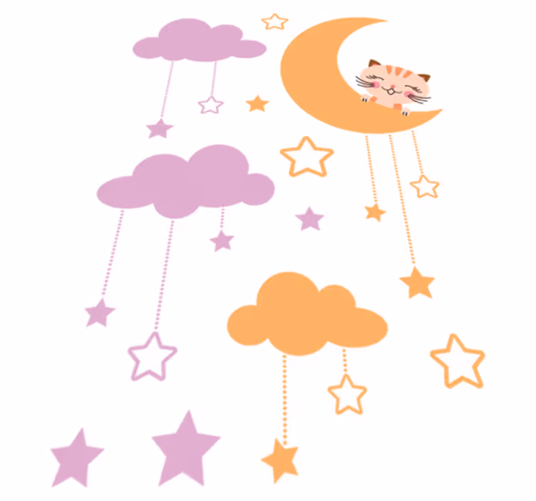 Alfombra de vinilo infantil sticker luna gato - TenVinilo
