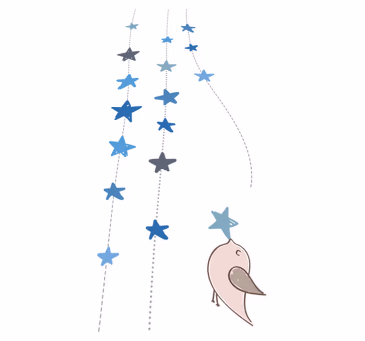 Alfombra de vinilo infantil estrellas y pájaro - TenVinilo