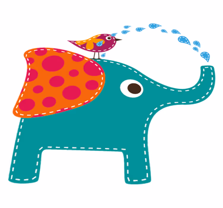 Alfombra de vinilo infantil elefante duchando ave - TenVinilo