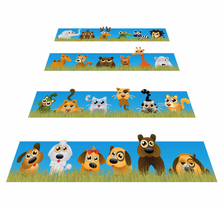 Alfombra de vinilo infantil rayas con animales - TenVinilo