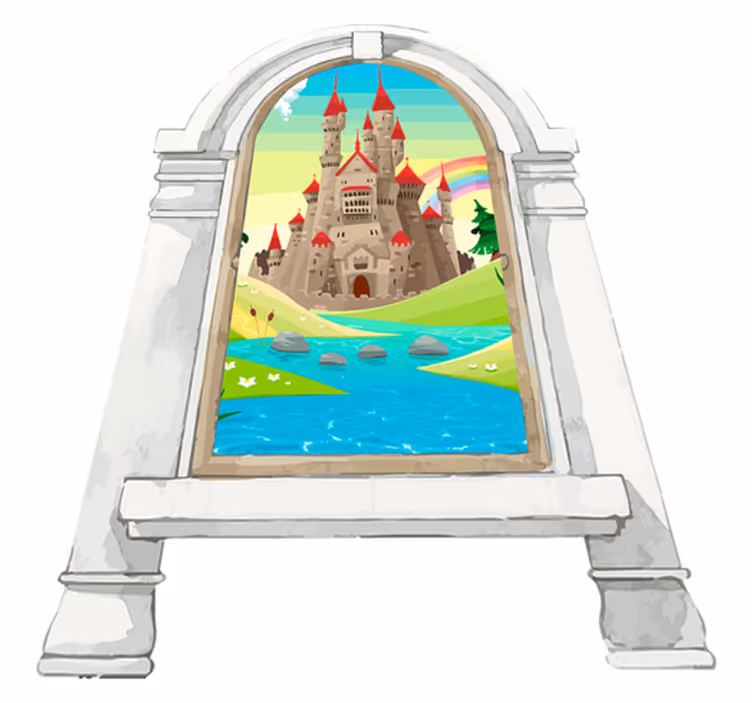 Alfombra de vinilo infantil paisaje de cuento - TenVinilo