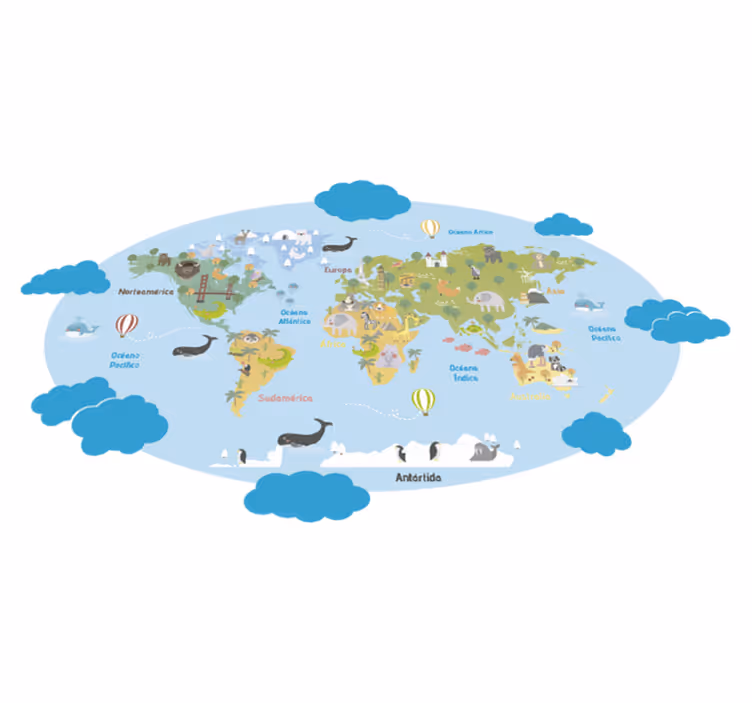 Alfombra de vinilo infantil planisferio mundial - TenVinilo