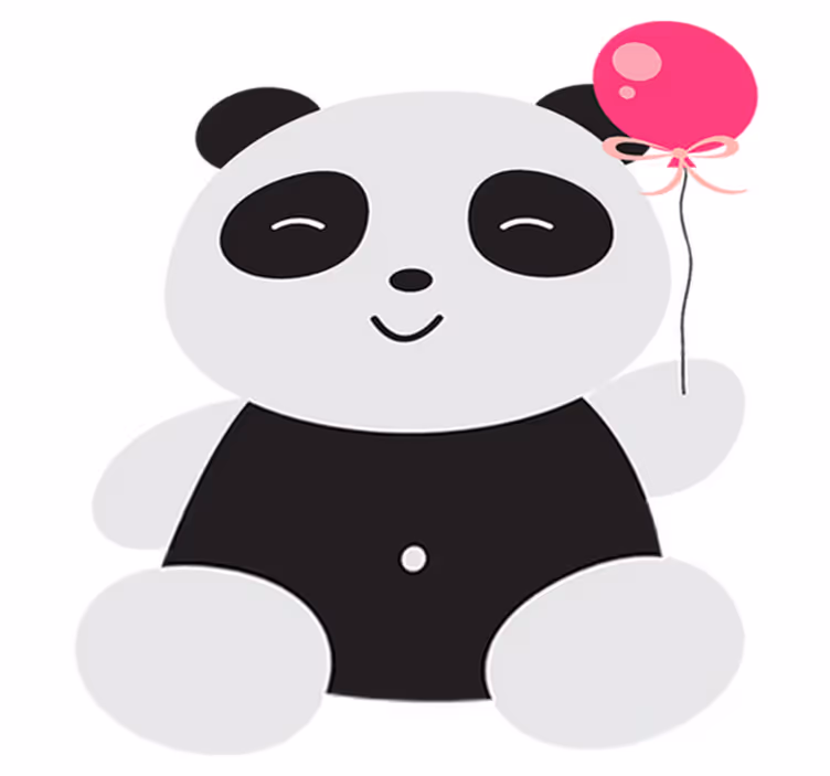 Alfombra de vinilo infantil panda con globo rosa - TenVinilo