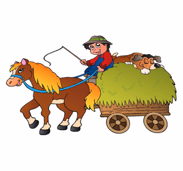 Alfombra de vinilo infantil caballo mecedor con carrito - TenVinilo