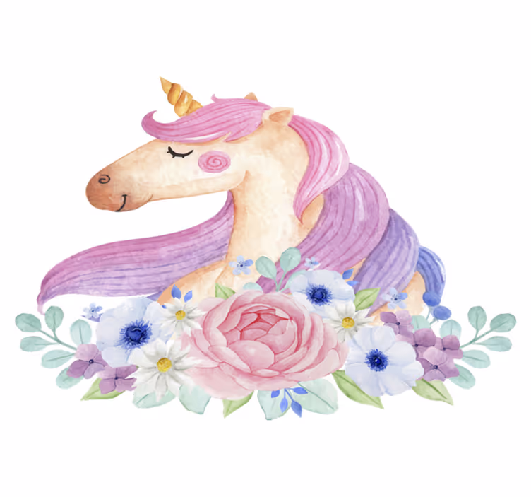 Alfombra de vinilo infantil unicornio acuarelado - TenVinilo