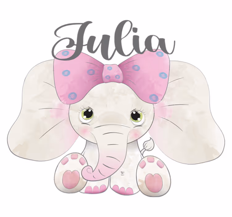 Alfombra de vinilo infantil elefante con bebé y nombre - TenVinilo