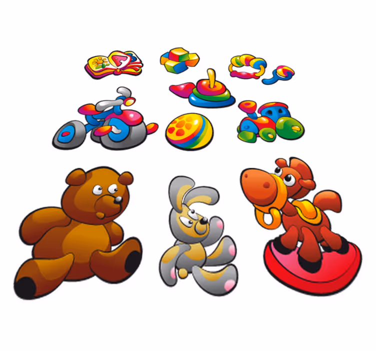 Alfombra de vinilo infantil sticker colección de juguetes - TenVinilo