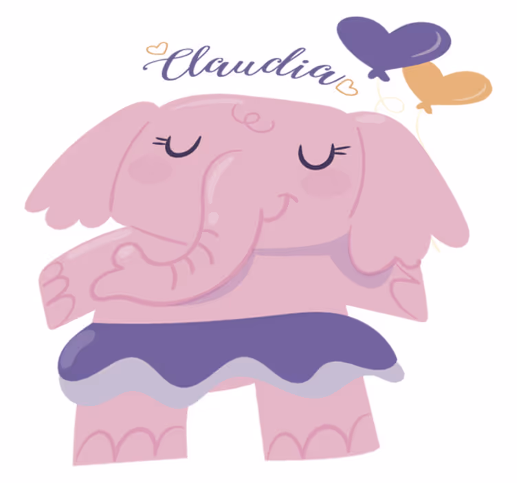Alfombra de vinilo infantil elefante rosa con nombre - TenVinilo