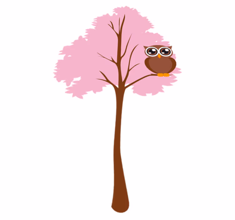 Alfombra de vinilo infantil árbol rosa con búho - TenVinilo