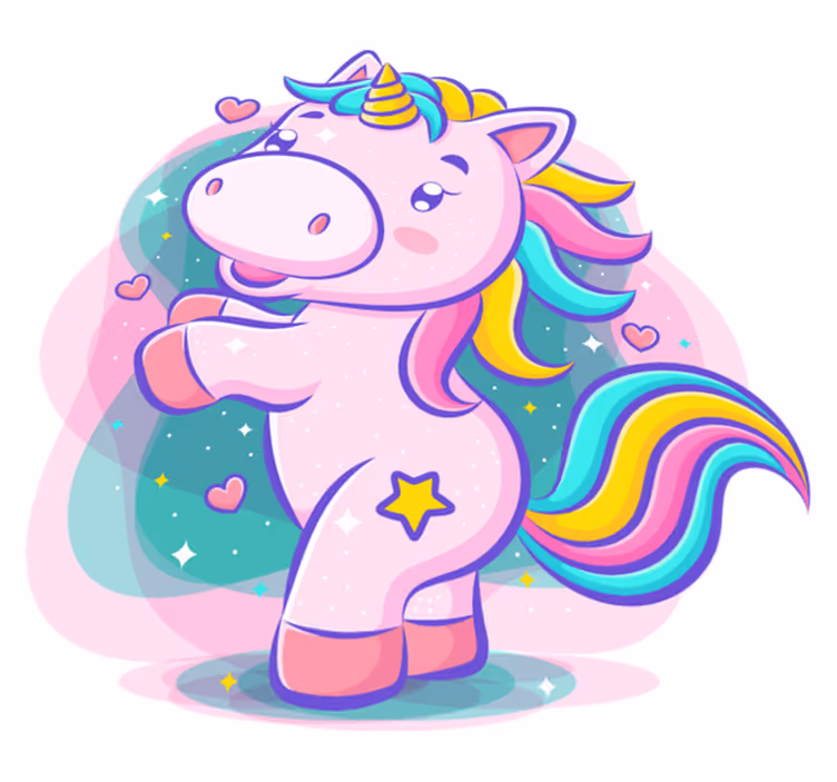 Alfombra de vinilo infantil unicornio sonriente colorido - TenVinilo