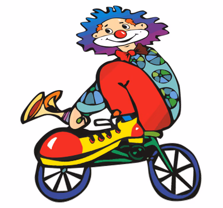 Alfombra de vinilo infantil payaso en bicicleta - TenVinilo