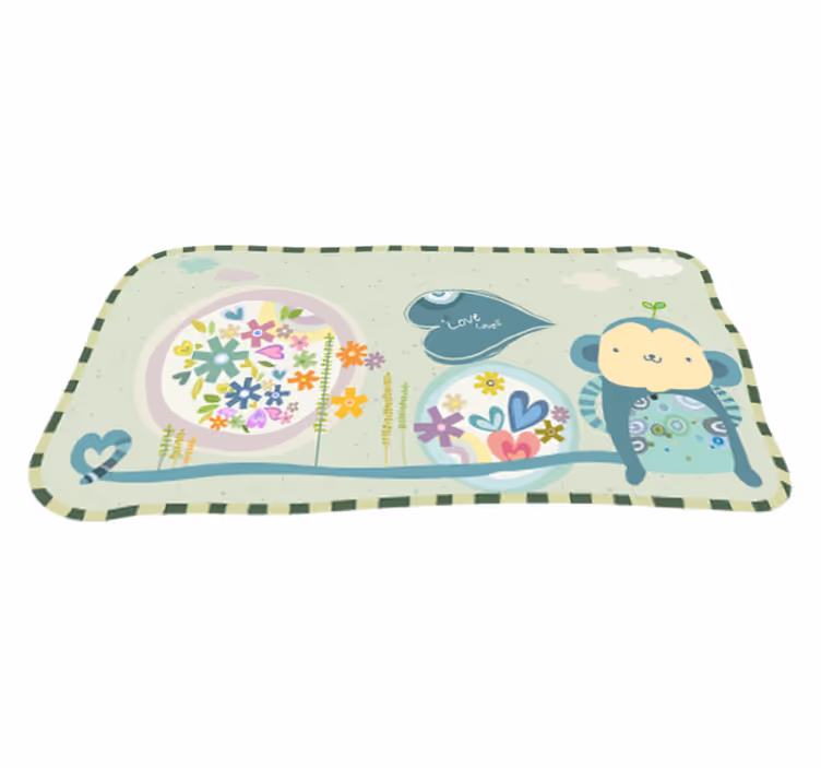 Alfombra de vinilo infantil mono enmarcado - TenVinilo