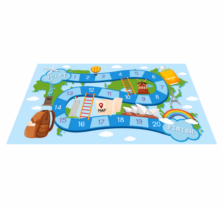 Alfombra vinílica de juegos infantil viaje por el mundo - TenVinilo