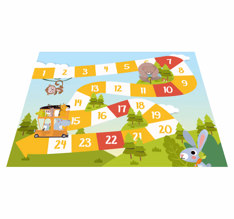 Alfombra vinílica de juegos infantil fauna caricaturesca - TenVinilo