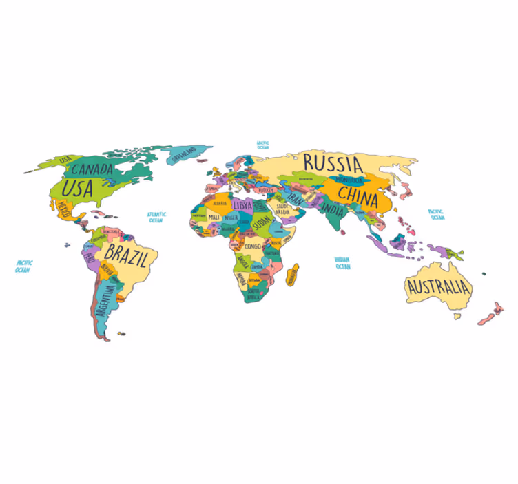 Alfombra de vinilo mapamundi mapa político mundial - TenVinilo
