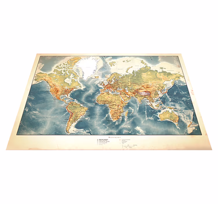 Alfombra de vinilo mapamundi mapa del mundo envejecido - TenVinilo