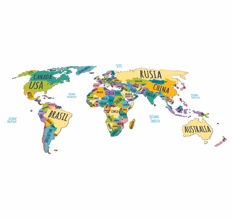 Alfombra de vinilo mapamundi mapa político del mundo - TenVinilo
