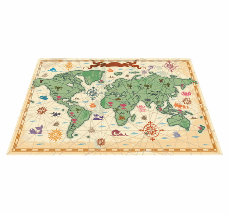 Alfombra de vinilo mapamundi vinilo infantil mapa clásico - TenVinilo