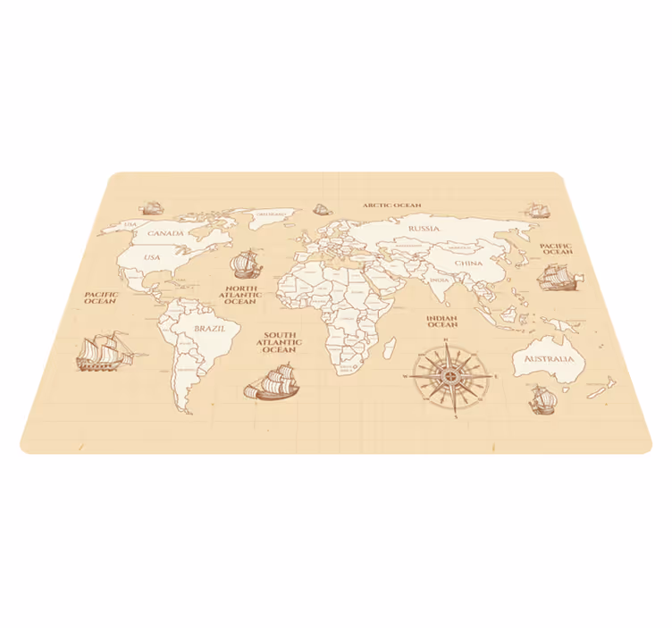 Alfombra de vinilo mapamundi mapa antiguo con países - TenVinilo