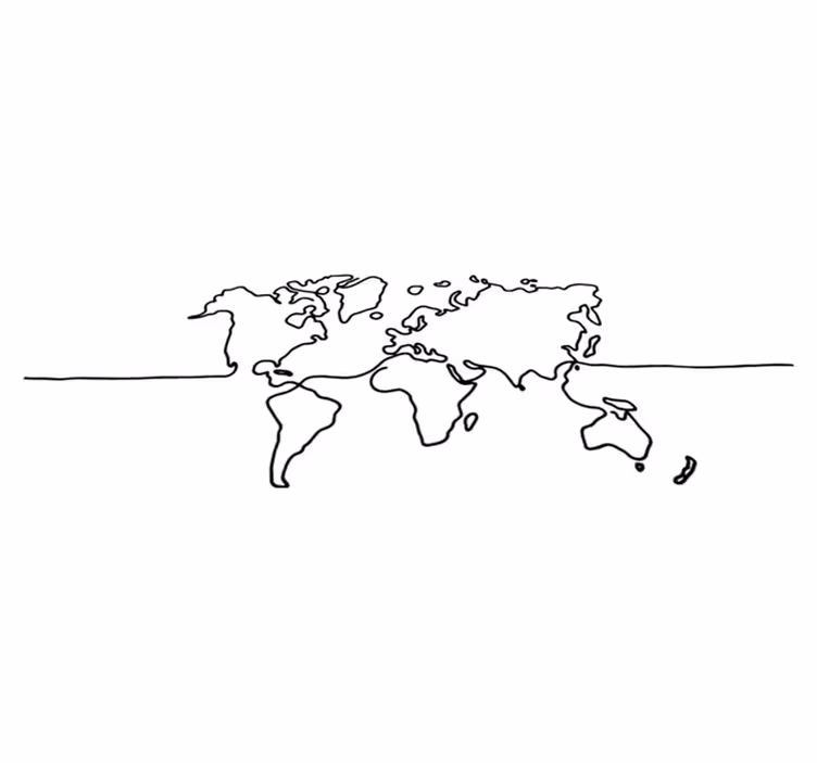 Alfombra de vinilo mapamundi arte lineal mundial - TenVinilo
