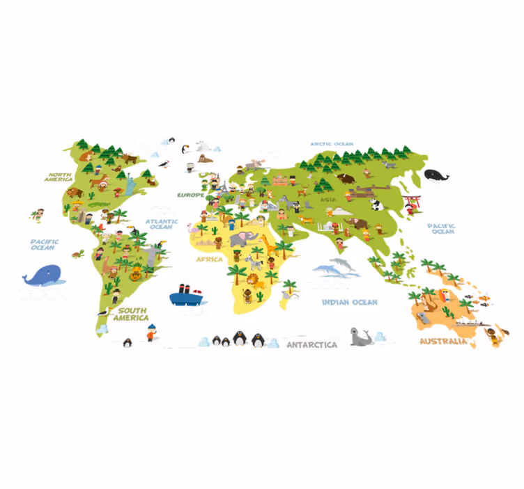 Alfombra de vinilo mapamundi mapa mundi en inglés - TenVinilo